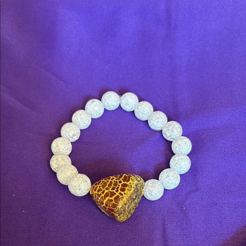 Elegant White and Brown Beaded Bracelet
